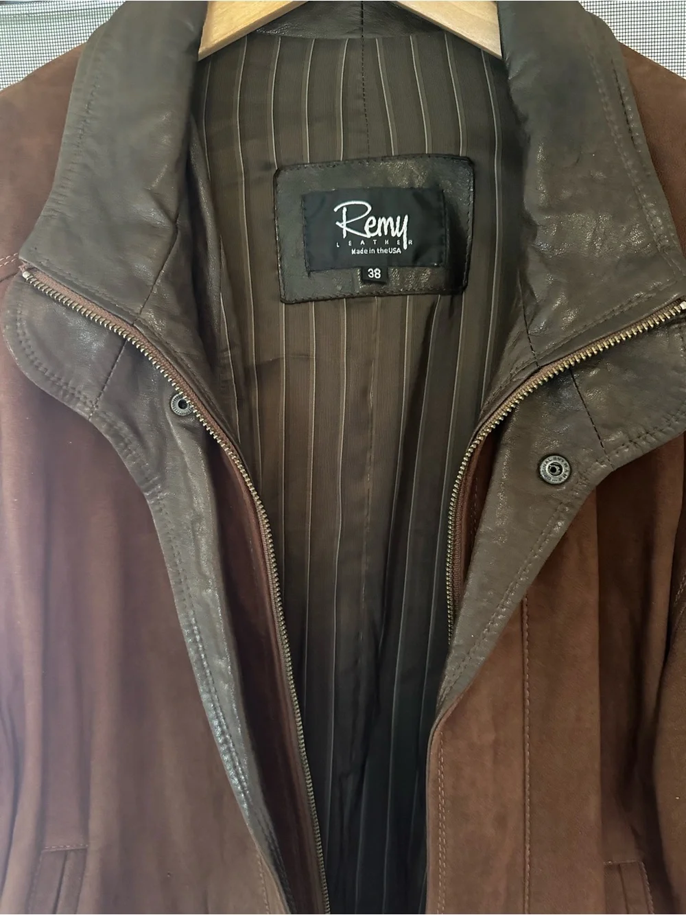Remy Leather Brown Suede Bomber Jacket